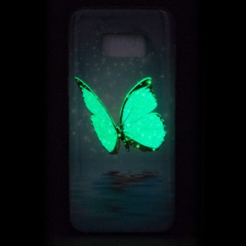 Hoesje voor Samsung Galaxy S8 Fluorescerende Blauwe Vlinder