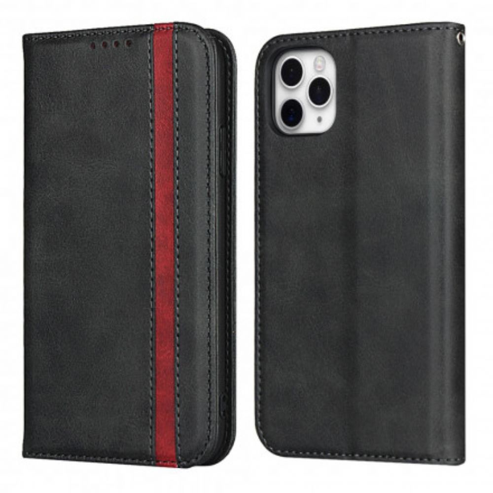 Bescherming Hoesje voor iPhone 11 Pro Folio-hoesje Tweekleurig Leereffect Met Riem