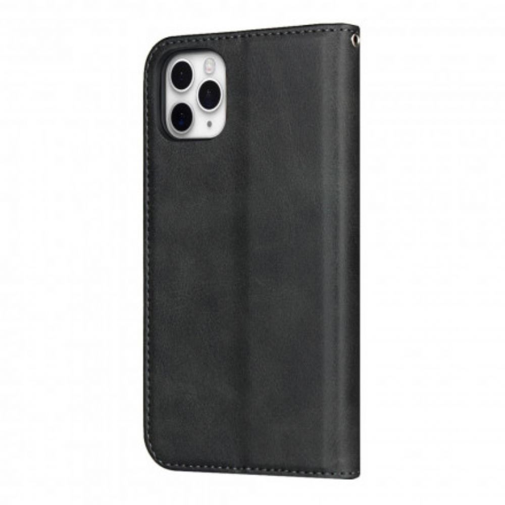 Bescherming Hoesje voor iPhone 11 Pro Folio-hoesje Tweekleurig Leereffect Met Riem