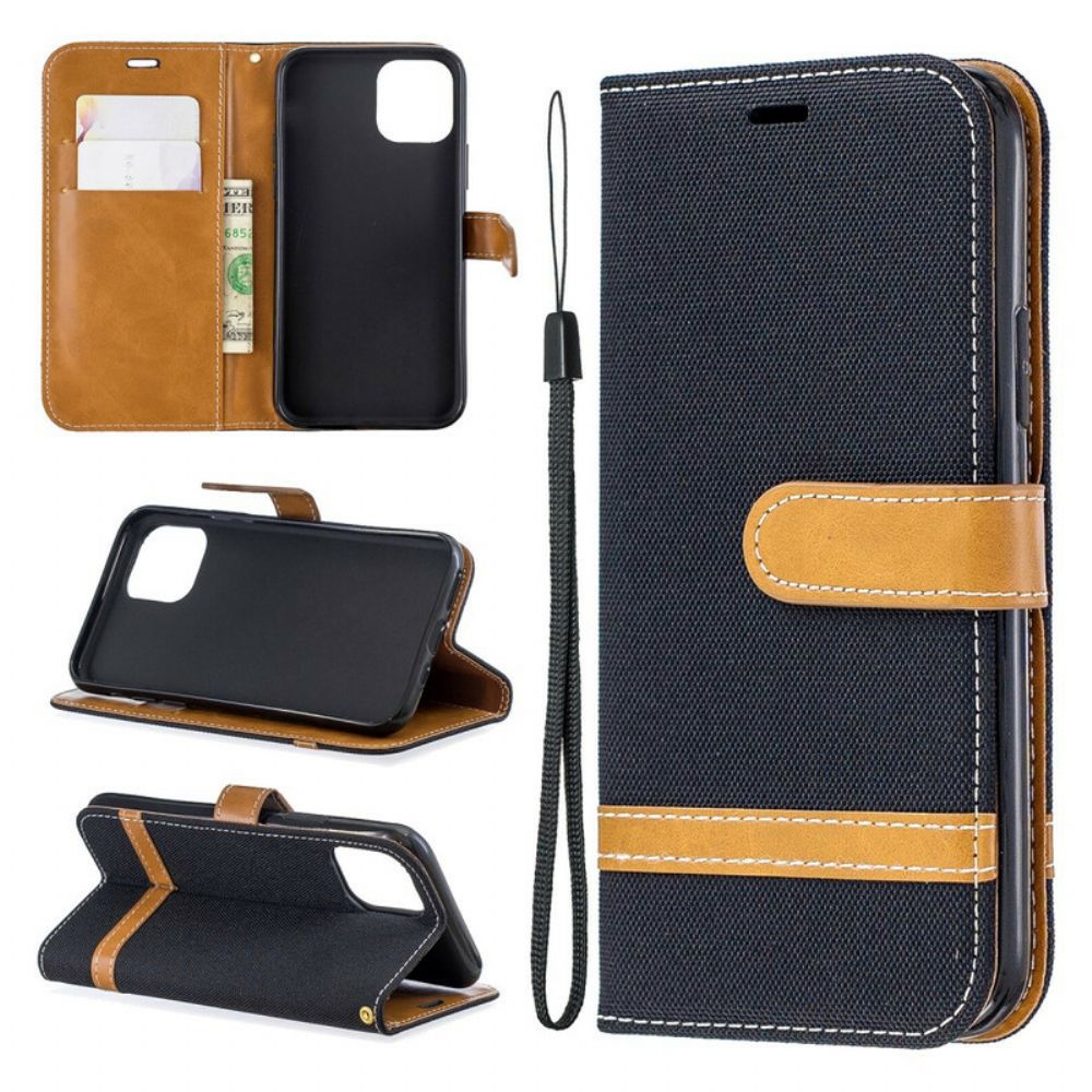 Folio-hoesje voor iPhone 11 Pro Met Ketting Band Met Stof En Leereffect