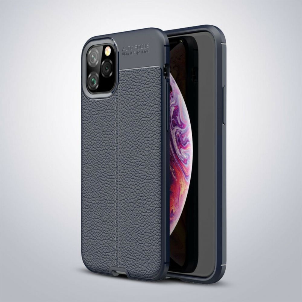 Hoesje voor iPhone 11 Pro Dubbele Lijn Litchi Leder Effect