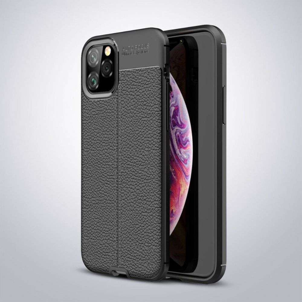 Hoesje voor iPhone 11 Pro Dubbele Lijn Litchi Leder Effect