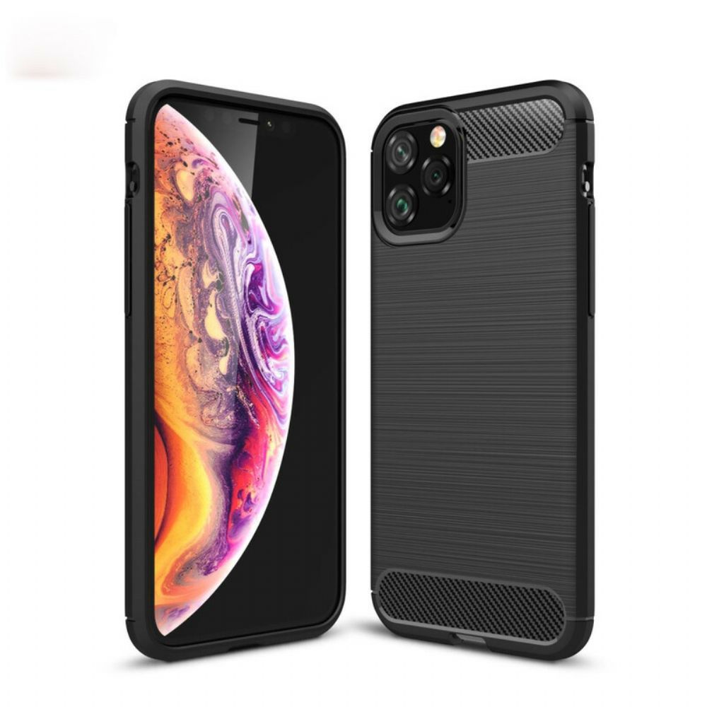 Hoesje voor iPhone 11 Pro Geborstelde Koolstofvezel