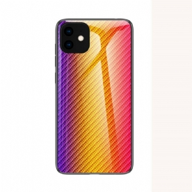 Hoesje voor iPhone 11 Pro Koolstofvezel Gehard Glas