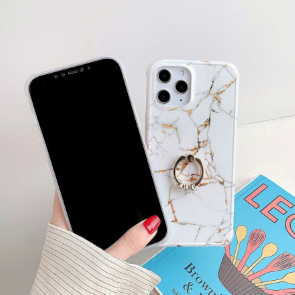 Hoesje voor iPhone 11 Pro Marmeren Stijl Ring-steun