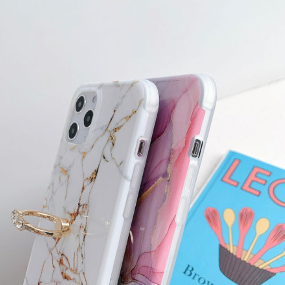 Hoesje voor iPhone 11 Pro Marmeren Stijl Ring-steun