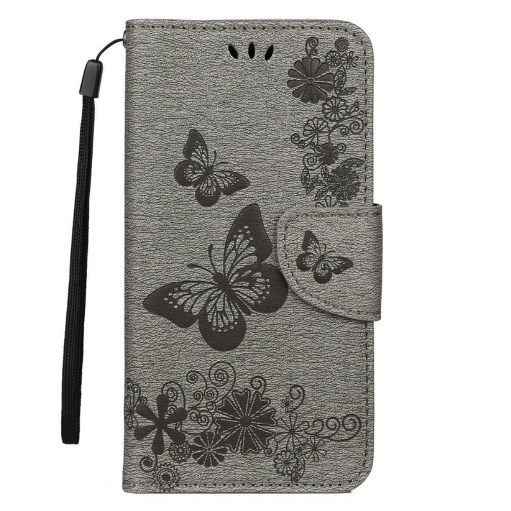 Leren Hoesje voor iPhone 11 Pro Met Ketting Splendid Strap Vlinders