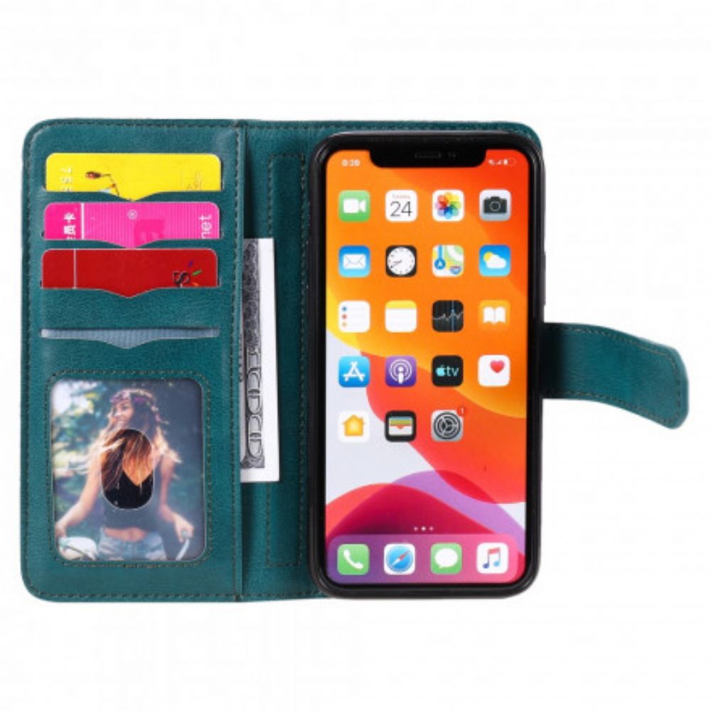 Leren Hoesje voor iPhone 11 Pro Multifunctionele Kaarthouder Voor 10 Kaarten