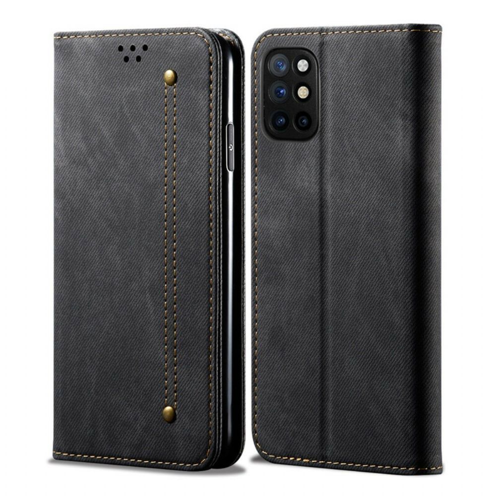 Bescherming Hoesje voor OnePlus 8T Folio-hoesje Imitatieleer Jeanstextuur