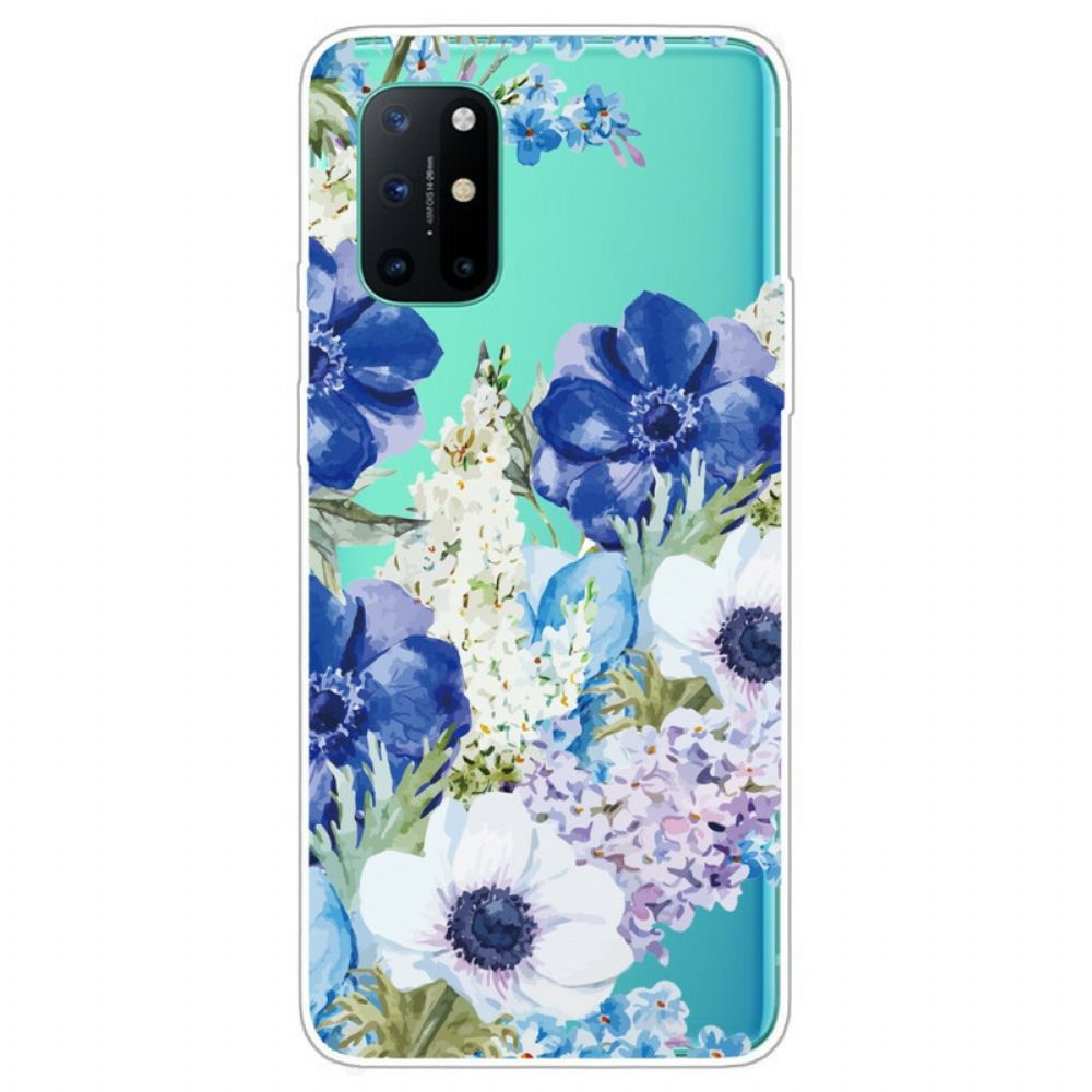 Hoesje voor OnePlus 8T Aquarel Blauwe Bloemen Naadloos