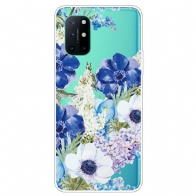 Hoesje voor OnePlus 8T Aquarel Blauwe Bloemen Naadloos