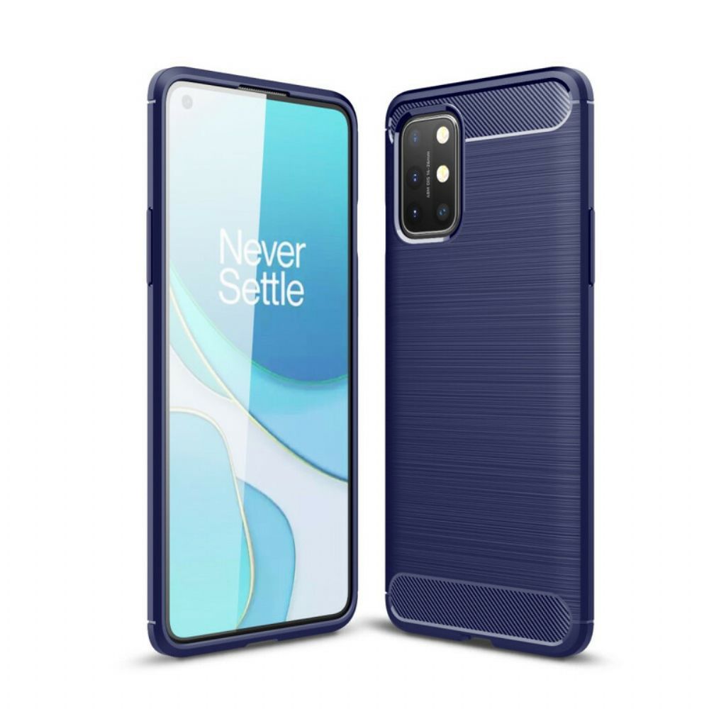 Hoesje voor OnePlus 8T Geborstelde Koolstofvezel