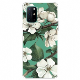 Hoesje voor OnePlus 8T Geschilderde Witte Bloemen