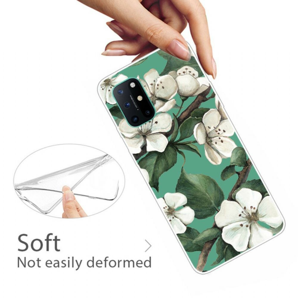 Hoesje voor OnePlus 8T Geschilderde Witte Bloemen