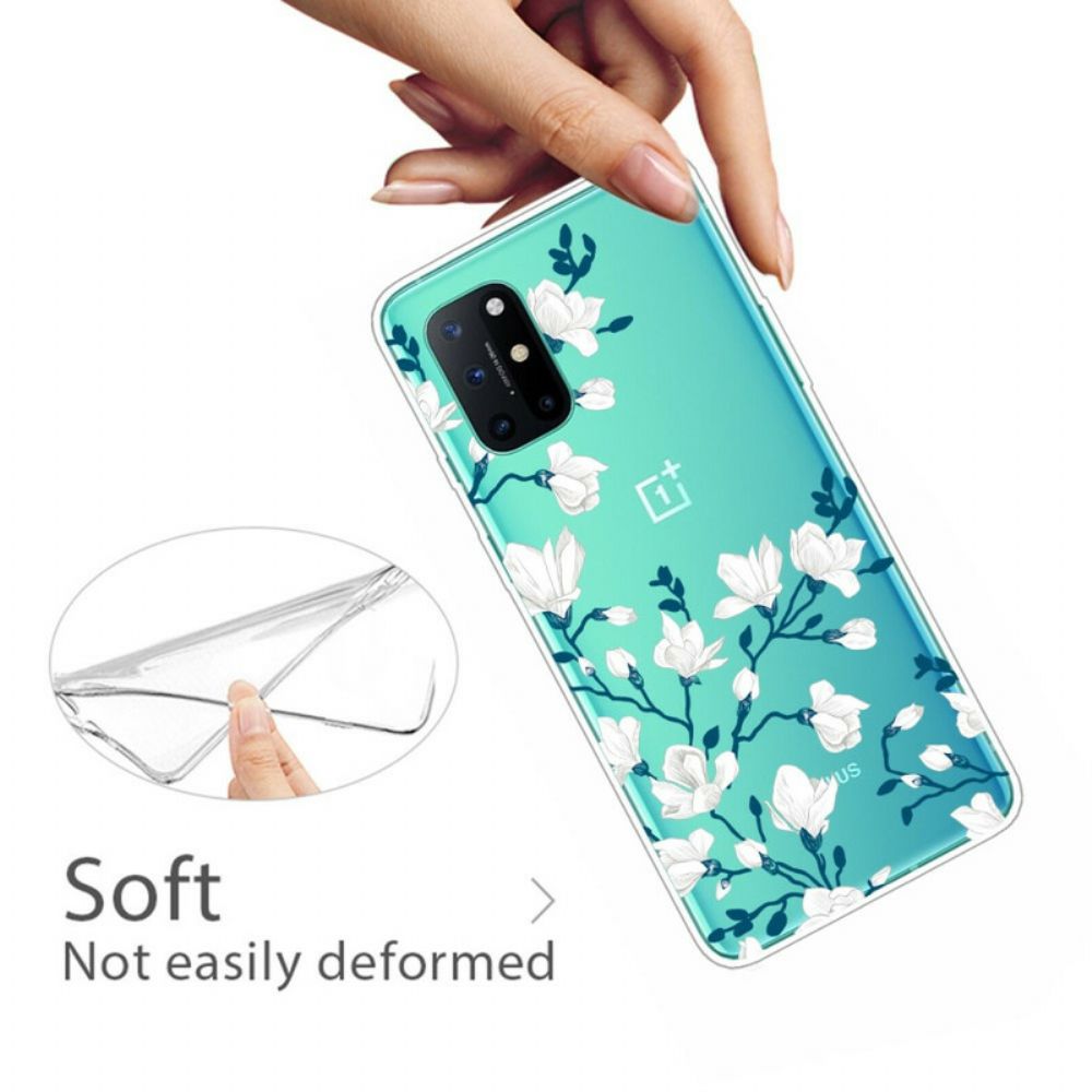 Hoesje voor OnePlus 8T Witte Bloemen