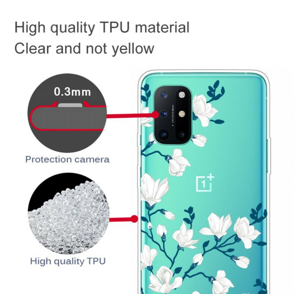 Hoesje voor OnePlus 8T Witte Bloemen