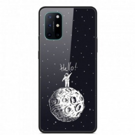 Telefoonhoesje voor OnePlus 8T Maan Hallo Gehard Glas