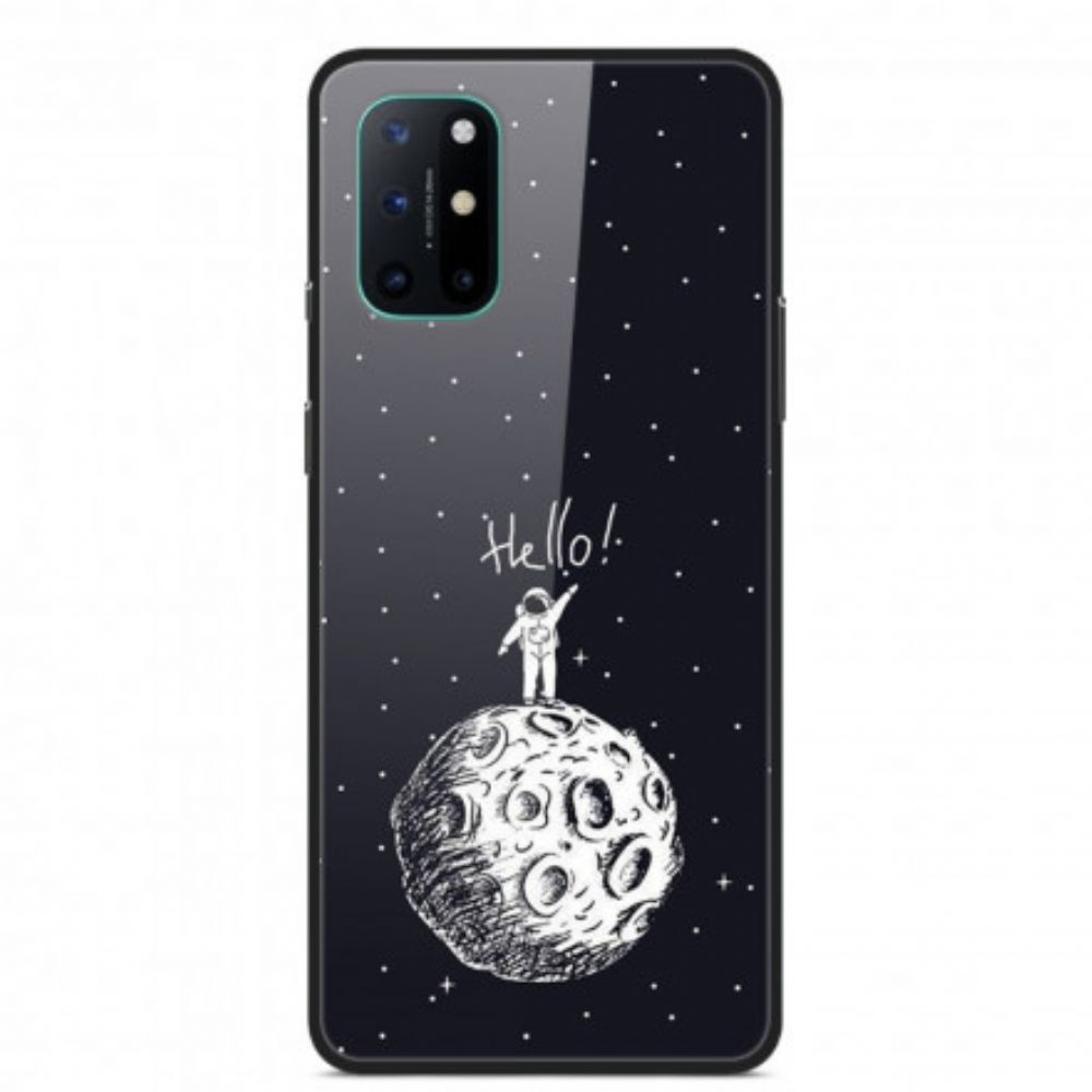 Telefoonhoesje voor OnePlus 8T Maan Hallo Gehard Glas