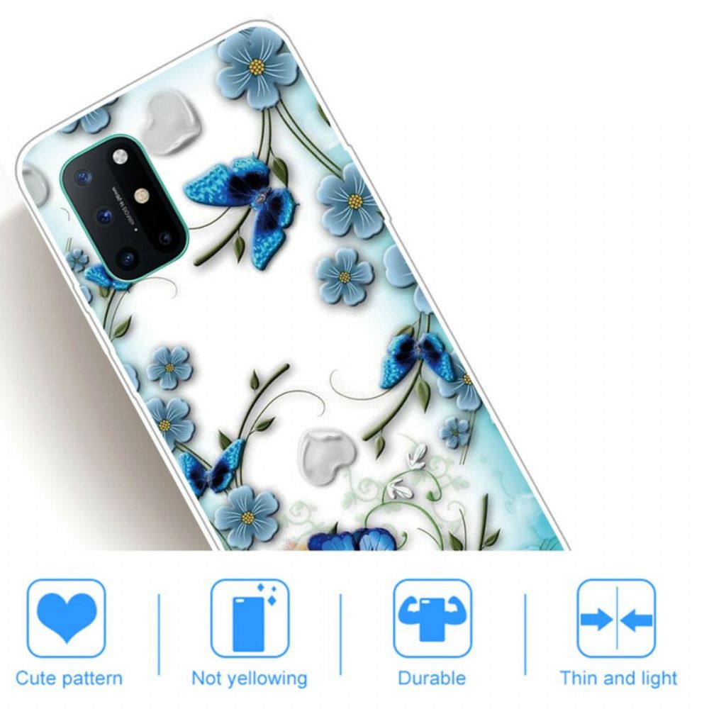 Telefoonhoesje voor OnePlus 8T Retro Vlinders En Bloemen Naadloos