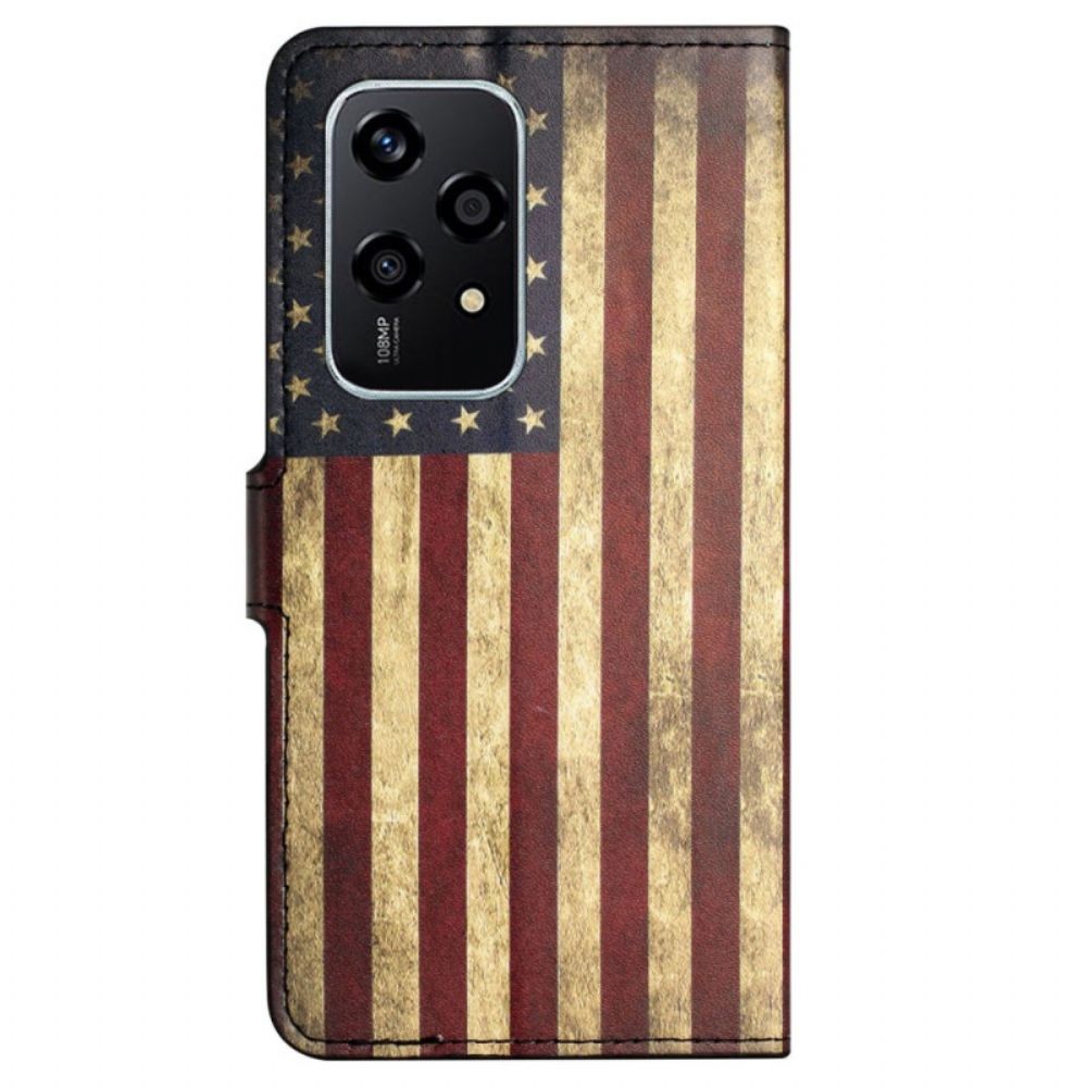 Leren Hoesje Honor 200 Lite Vintage Amerikaanse Vlag