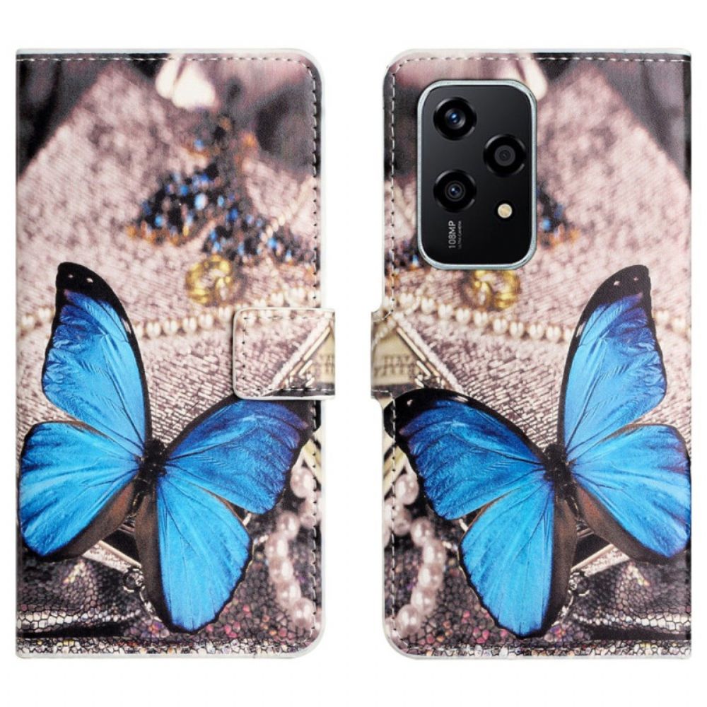 Leren Hoesje Voor Honor 200 Lite Blauwe Vlinder