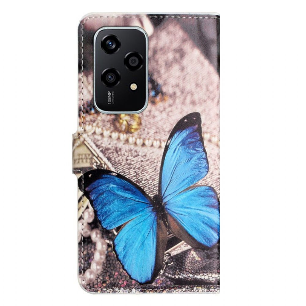 Leren Hoesje Voor Honor 200 Lite Blauwe Vlinder