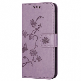 Leren Hoesje Voor Honor 200 Lite Vlinders En Bloemen Met Riempje