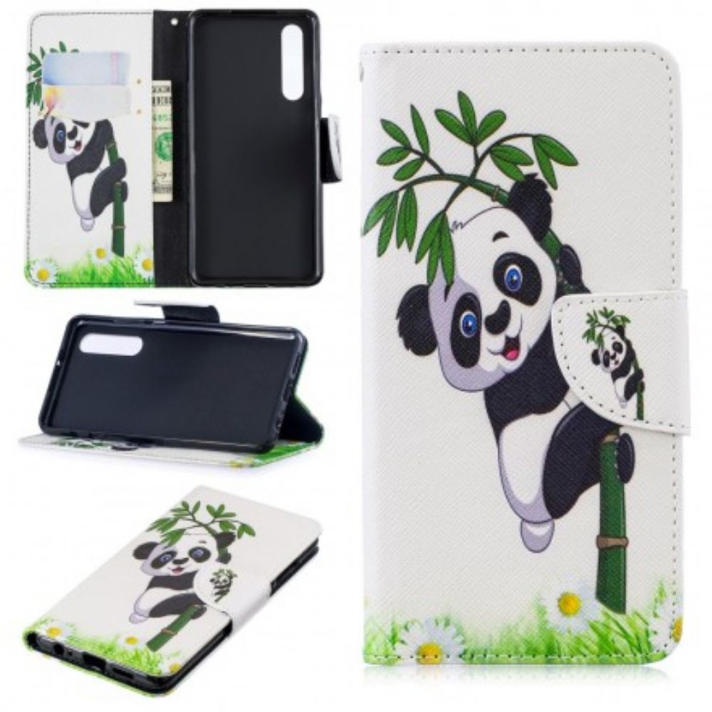 Flip Case voor Huawei P30 Panda Op Bamboe