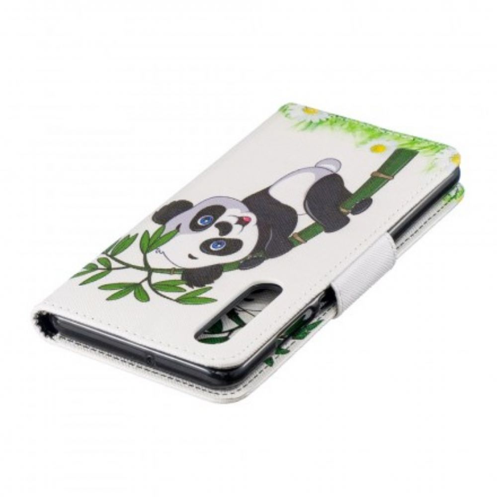 Flip Case voor Huawei P30 Panda Op Bamboe