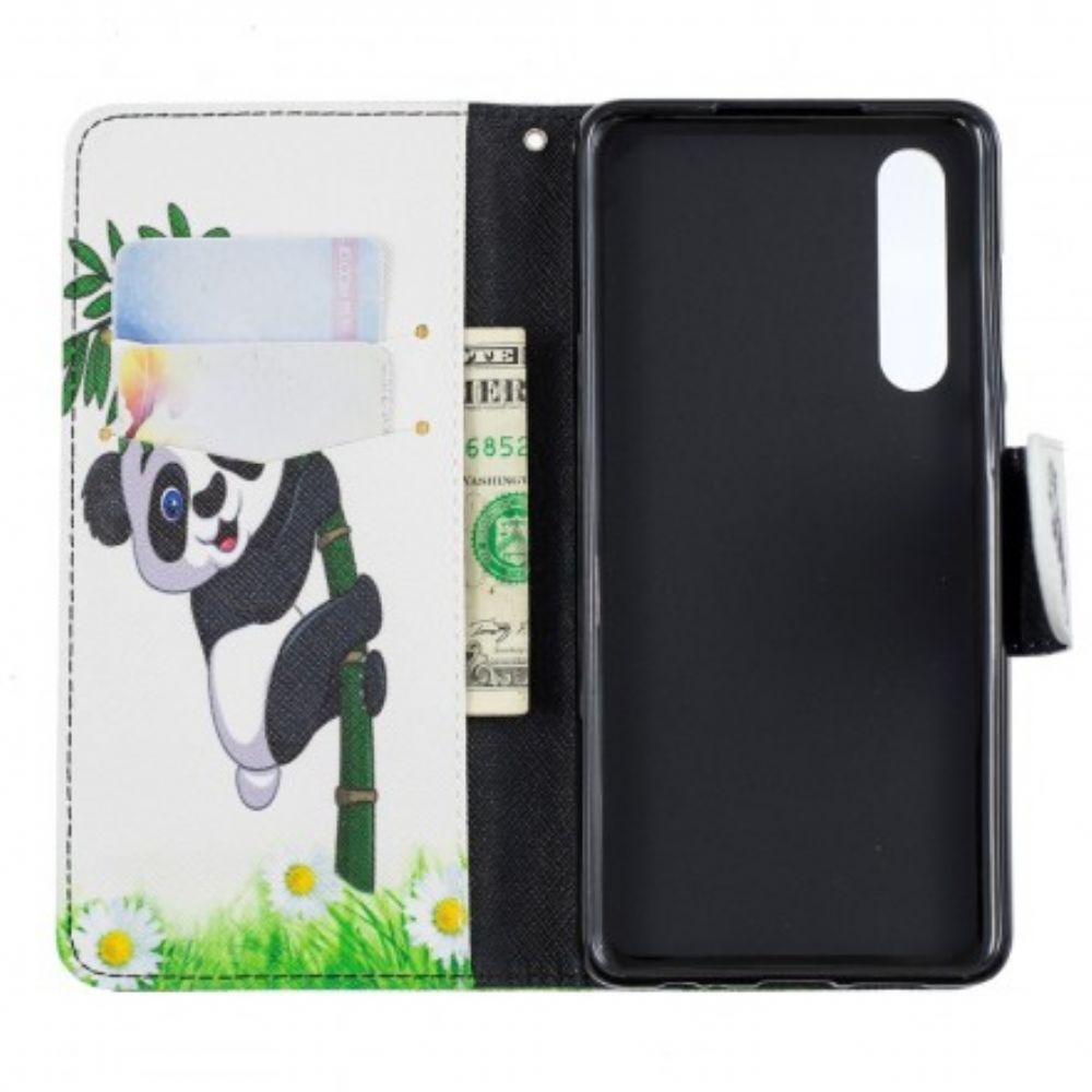 Flip Case voor Huawei P30 Panda Op Bamboe