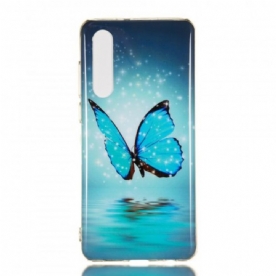 Hoesje voor Huawei P30 Fluorescerende Blauwe Vlinder