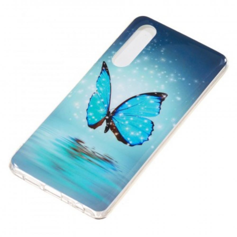 Hoesje voor Huawei P30 Fluorescerende Blauwe Vlinder