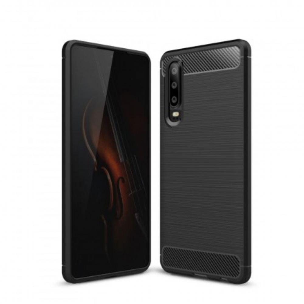 Hoesje voor Huawei P30 Geborstelde Koolstofvezel