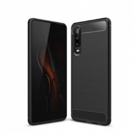 Hoesje voor Huawei P30 Geborstelde Koolstofvezel