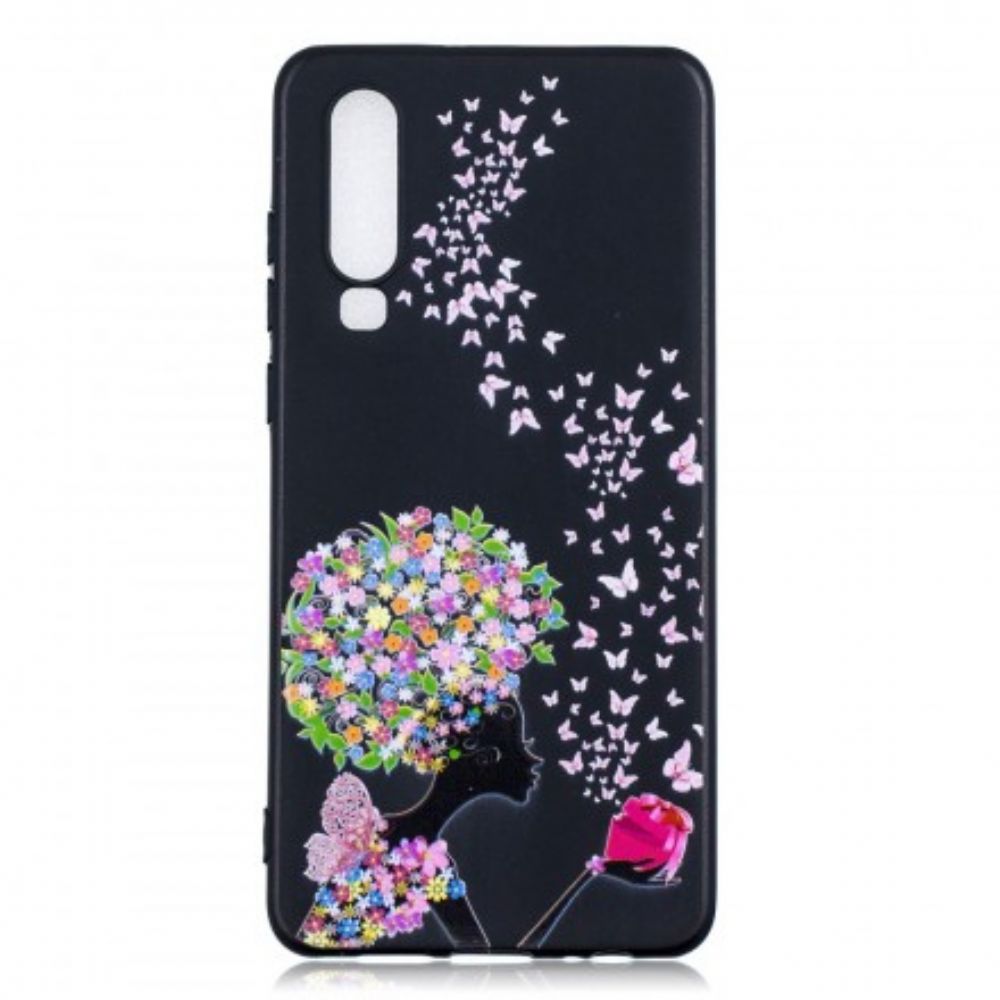 Hoesje voor Huawei P30 Vrouw Met Bloemhoofd