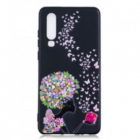 Hoesje voor Huawei P30 Vrouw Met Bloemhoofd