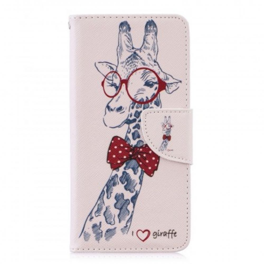 Leren Hoesje voor Huawei P30 Nerdy Giraf