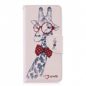 Leren Hoesje voor Huawei P30 Nerdy Giraf