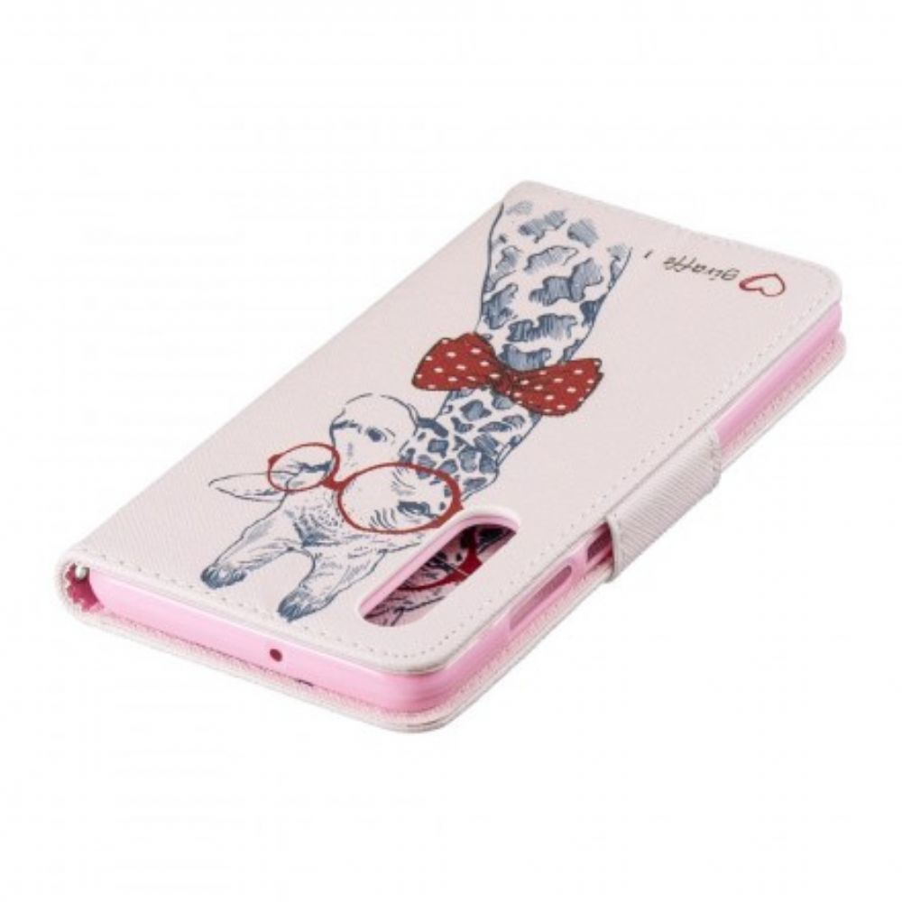 Leren Hoesje voor Huawei P30 Nerdy Giraf