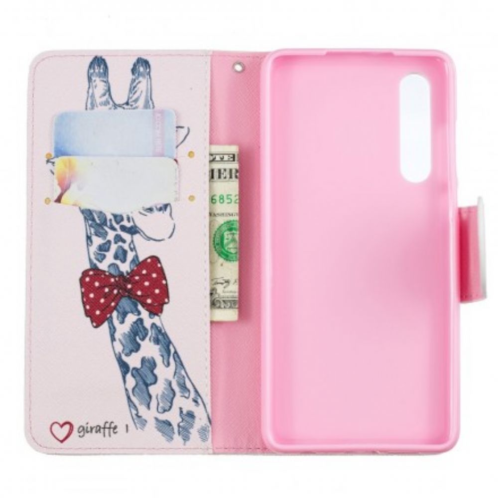 Leren Hoesje voor Huawei P30 Nerdy Giraf