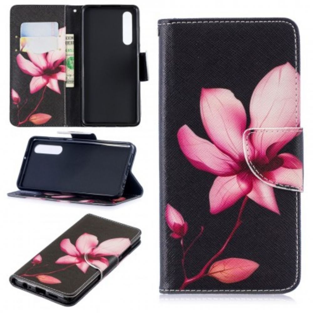 Leren Hoesje voor Huawei P30 Roze Bloem