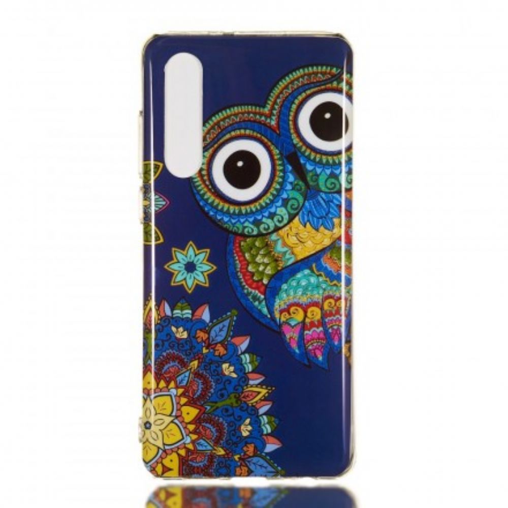 Telefoonhoesje voor Huawei P30 Fluorescerende Mandala Uil