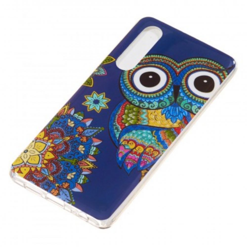 Telefoonhoesje voor Huawei P30 Fluorescerende Mandala Uil