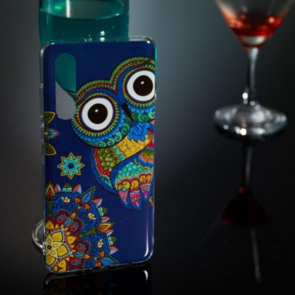 Telefoonhoesje voor Huawei P30 Fluorescerende Mandala Uil