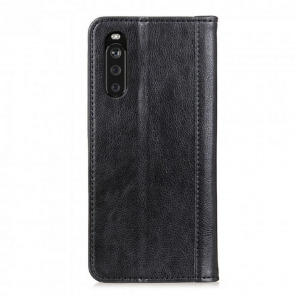 Bescherming Hoesje voor Sony Xperia 10 III Folio-hoesje Elegance Split Litchi Leer