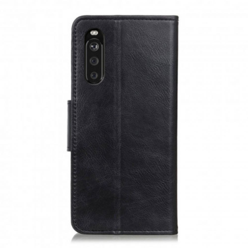 Folio-hoesje voor Sony Xperia 10 III Omkeerbare Sluiting Met Leereffect