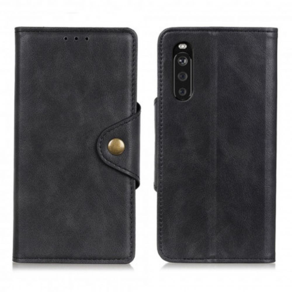 Leren Hoesje voor Sony Xperia 10 III Kunstleer Vintage Knoop