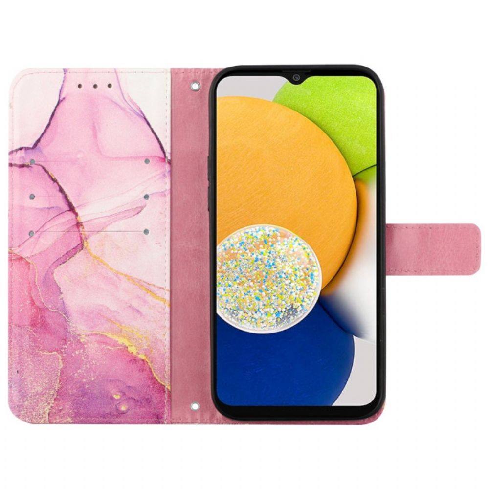 Flip Case voor Samsung Galaxy A13 Met Ketting Marmeren Band