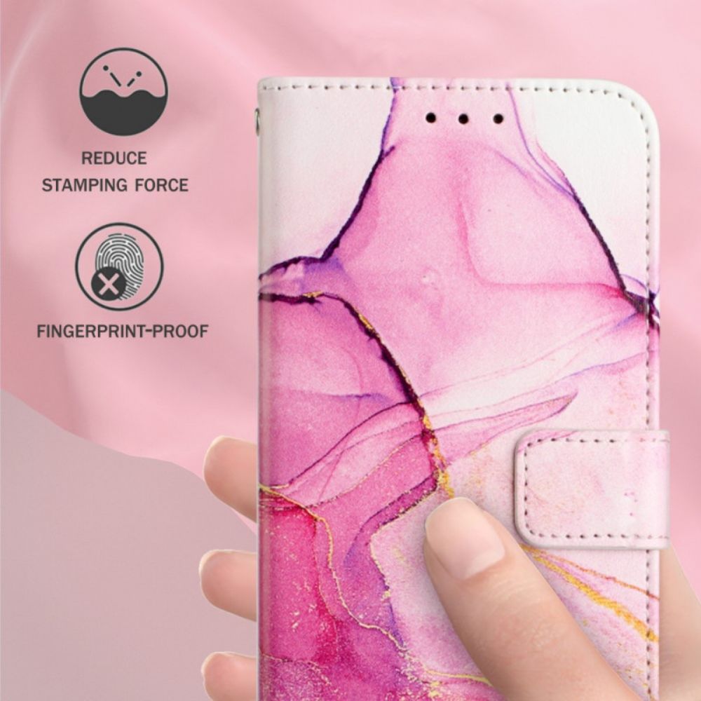 Flip Case voor Samsung Galaxy A13 Met Ketting Marmeren Band