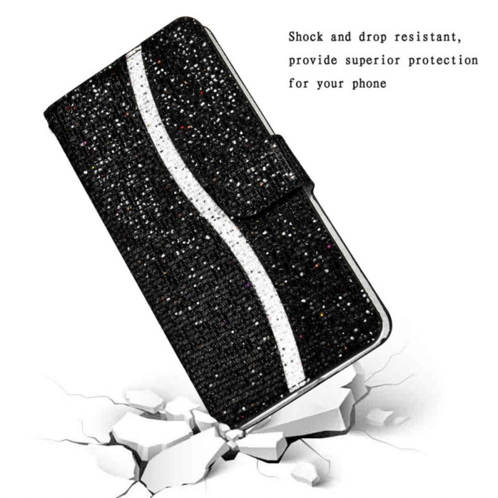 Flip Case voor Samsung Galaxy A13 Met Ketting Paillettenband